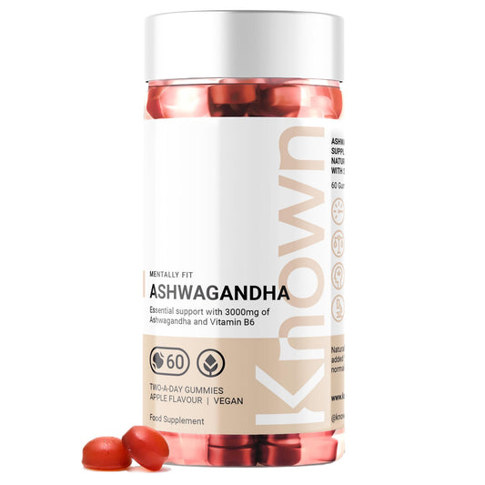 Ashwagandha Gummies 3000MG High Strength by Known Nutrition with Vitamin B6 | 60 Two-a-Day Gummies | Natural Botanical Extract | for Natural Stress Reduction | Apple Flavour (3)