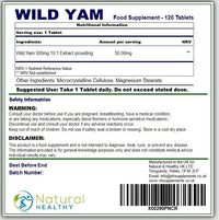 Generic Wild Yam Root Extract - 120 Tablets - Easy to Swallow - Letterbox Friendly - Dietary Supplement
