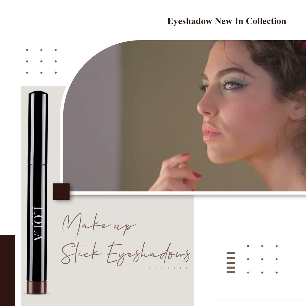 Lola Make Up by Perse Eyeshadow Stick with Sharpener 24H Long Lasting Sweat Proof Eyeliner, Vegan and Cruelty-Free Eye Makeup Cosmetic for All Skin Types, Dazzling Bronze (02)