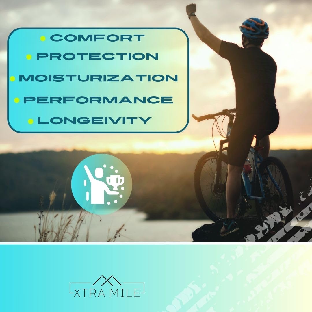 Xtra Mile Comfort Pro Chamois Cream - Premium Anti-Chafe & Antibacterial Solution for Ultimate Cycling Comfort for Men and Women. Natural ingredients. Vegan.