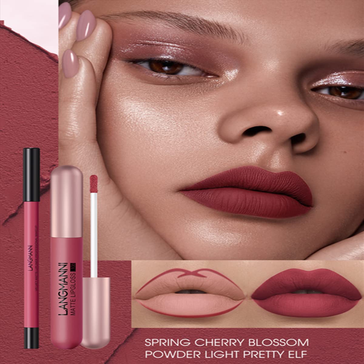 Beauty Searcher 12Pcs Lip Liner and Lipstick Set, 6 Velvety Matte Liquid Lipsticks + 6 Matching Smooth Lip Liner One Step Lips Makeup Kits, Waterproof Long Lasting Lip Gloss Makeup Gift Set