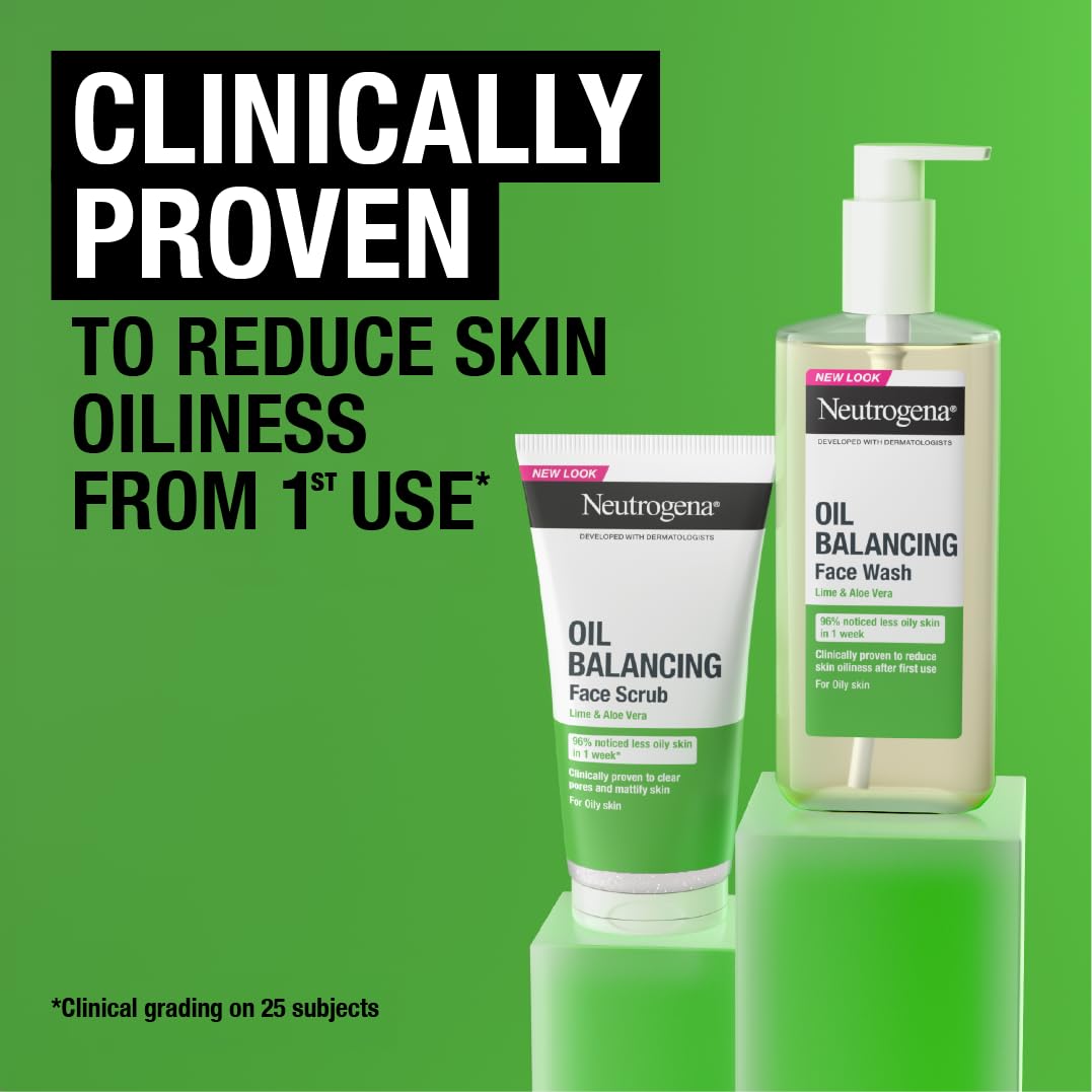 Neutrogena Oil Balancing Face Scrub (1x 150ml) for Oily Skin, Helps Remove Excess Oil and Clear Pores, For a Refreshed, Mattified and Radiant Complexion