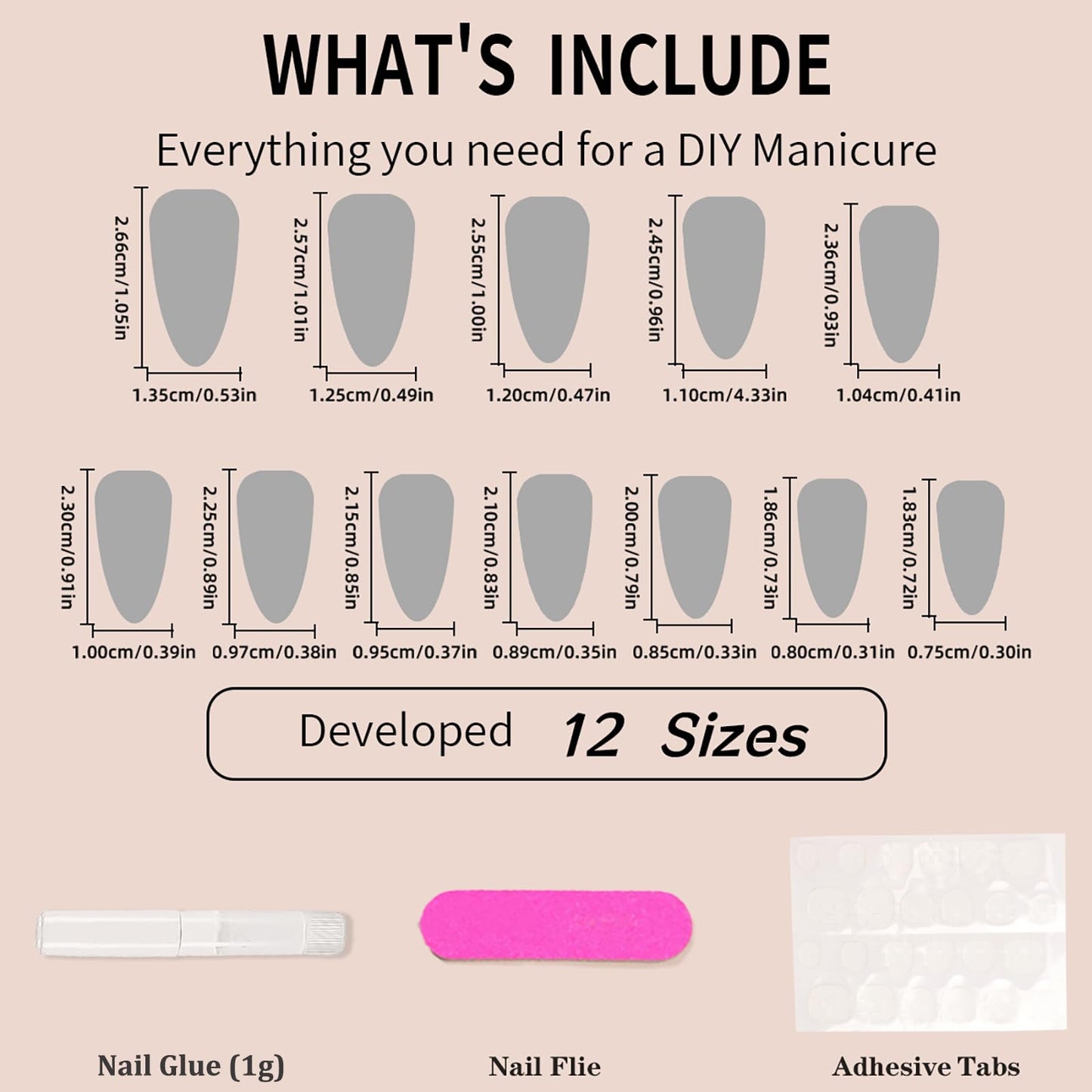NLFOX Press on Nails Almond - False Nails French Tip - 24pcs Long Fake nails with Glue - Stick on Nails for Women - Full Cover Almond Nail Tips Long Lasting for DIY French Manicure Home