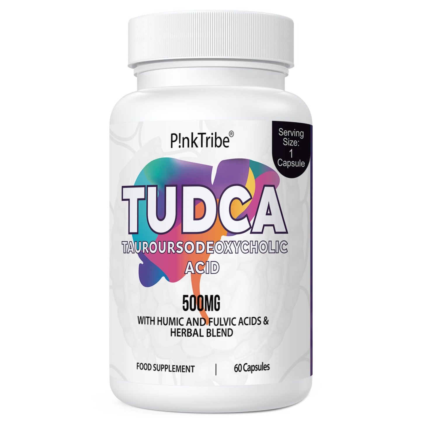 P!nkTribe TUDCA 500 mg, Tauroursodeoxycholic Acid with Humic and Fulvic Acids, Beet Root and Additional Botanicals, Bile Salt Supplement for Liver and Digestive Support, 60 Capsules