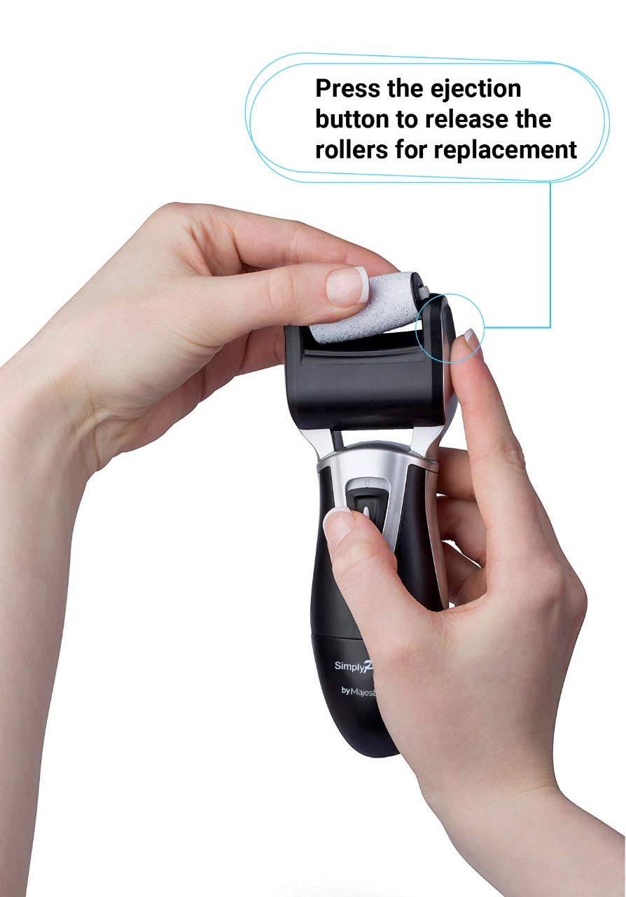 Unleash Supreme Foot Comfort: Rechargeable Callus Remover for Men - 3 Advanced Coarse Rollers, USB Charging, Professional Pedicure Tools by Majestik+ SimplyPedi