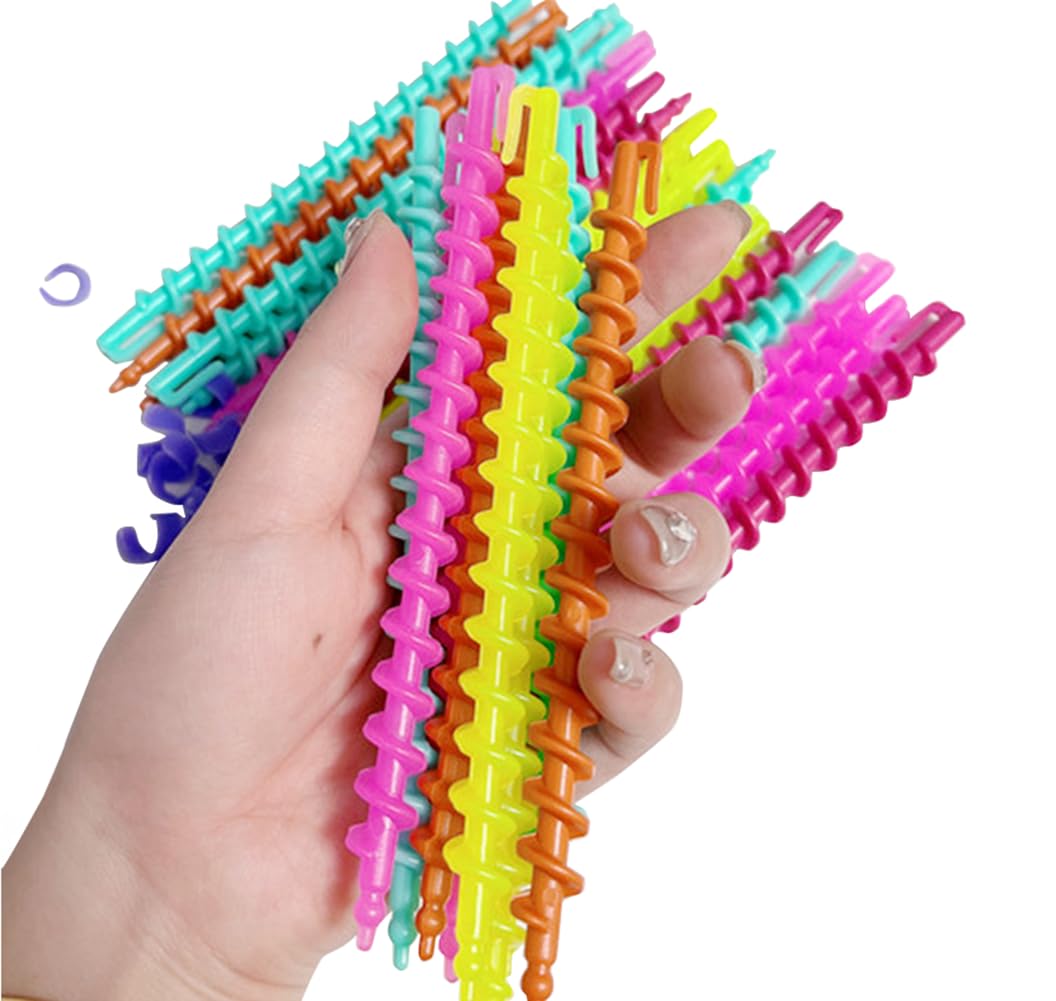 TOPWEL 26 Pieces 6inch Spiral Hair Perm Rod Colorful Plastic Long/Medium Hair Barber Hairdressing Styling Curling Perm Rod No Heat Hair Curlers for Women Girls