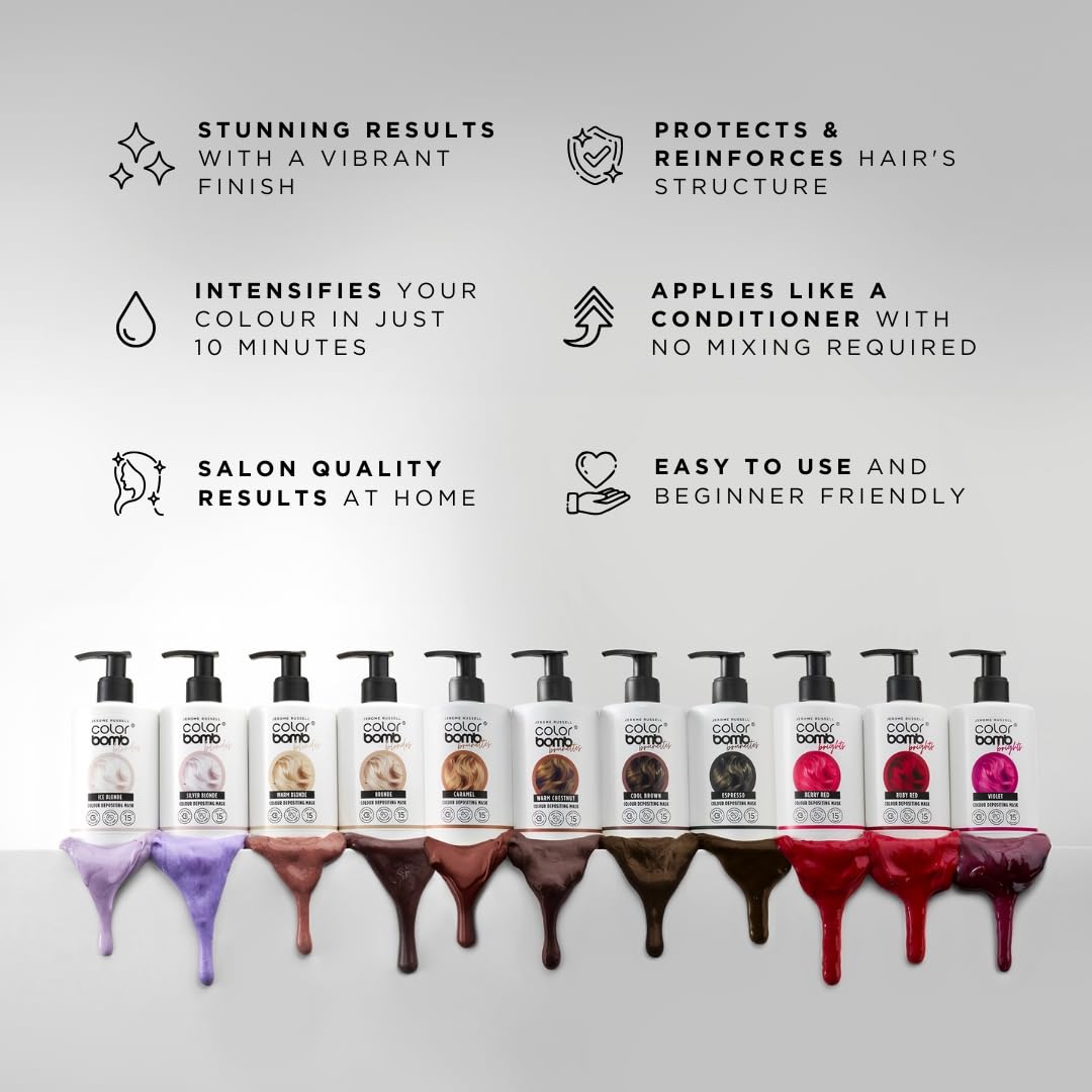Jerome Russell BRONDE Colour Bomb | Blonde Depositing Hair Mask | Nourishing, Semi-Permanent Colour & Shine Treatment | Vegan & Cruelty-Free | 300ml