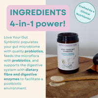 Supercharge Your Gut Love Your Gut Synbiotic – Probiotic + Prebiotic Blend | Gut Health Supplement | Supports Digestion & Immunity | by Lee Holmes, Supercharged Food UK
