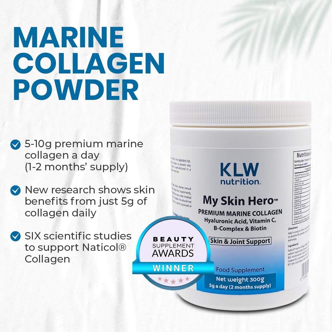 KLW Nutrition Premium Marine Collagen Powder - with Vitamin C, B-Complex, Biotin, Hyaluronic Acid - No fillers, sweeteners or additives - Healthy Skin & Joints - New Improved Formulation - 1-2 Months Supply
