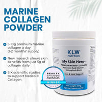 KLW Nutrition Premium Marine Collagen Powder - with Vitamin C, B-Complex, Biotin, Hyaluronic Acid - No fillers, sweeteners or additives - Healthy Skin & Joints - New Improved Formulation - 1-2 Months Supply