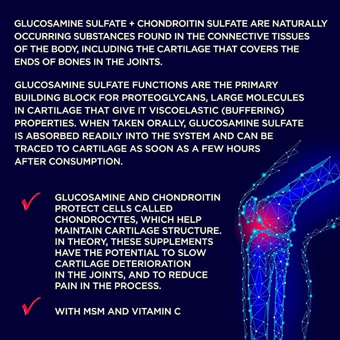 Glucosamine and Chondroitin High Strength - with MSM & Vitamin C - Glucosamine Sulphate Chondroitin Sulphate Complex - 90 Joint Anti inflammatory Tablets - Bone Care & Pain Relief Remedy