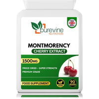 Montmorency Cherry 1500 mg, 90 Capsules, 100% Natural High Strength Freeze Dried Montmorency Cherries with No Additives, Purevine Nutrition