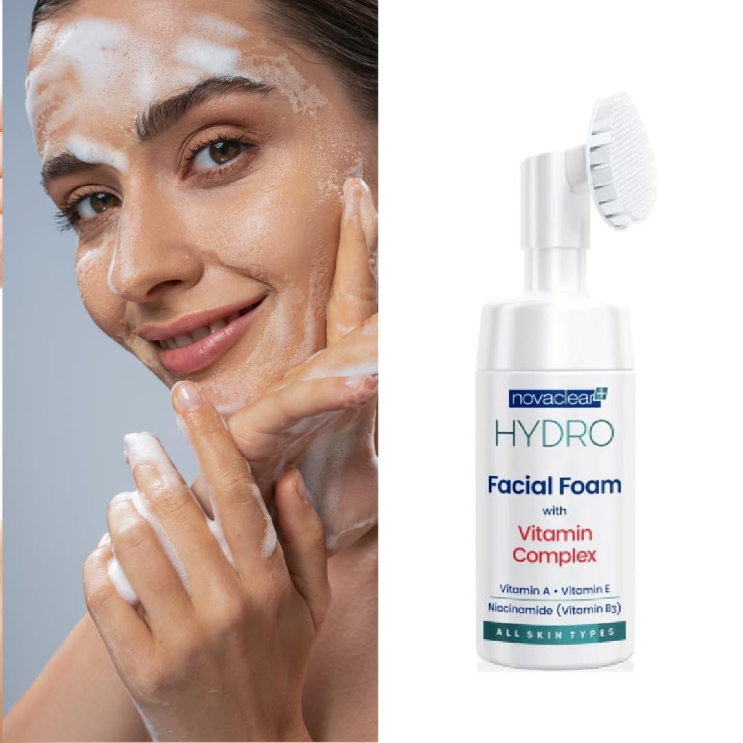 Novaclear Hydro Facial Foam with Vitamin Complex – Hydrating Formula with Hyaluronic Acid, Niacinamide – Gently Cleanses, Soft & Comfortable Skin – 100ml