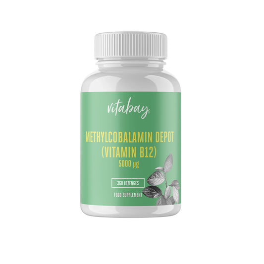 Vitabay Vitamin B12 5000mcg - 360 Vegan & Sublingual Vitamin B12 Tablets - Time-Release Lozenges of Methylcobalamin Active Form with Mixed Berries Flavour - Laboratory Tested