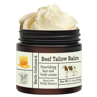 HOPHAT Beef Tallow Honey Balm - Beef Tallow for Skin, Deeply Nourishing Organic Grass Fed Tallow Balm, Beef Tallow Cream for Face & Body, Moisturizing Skin Care Cream for Dry Skin (Colour, A)