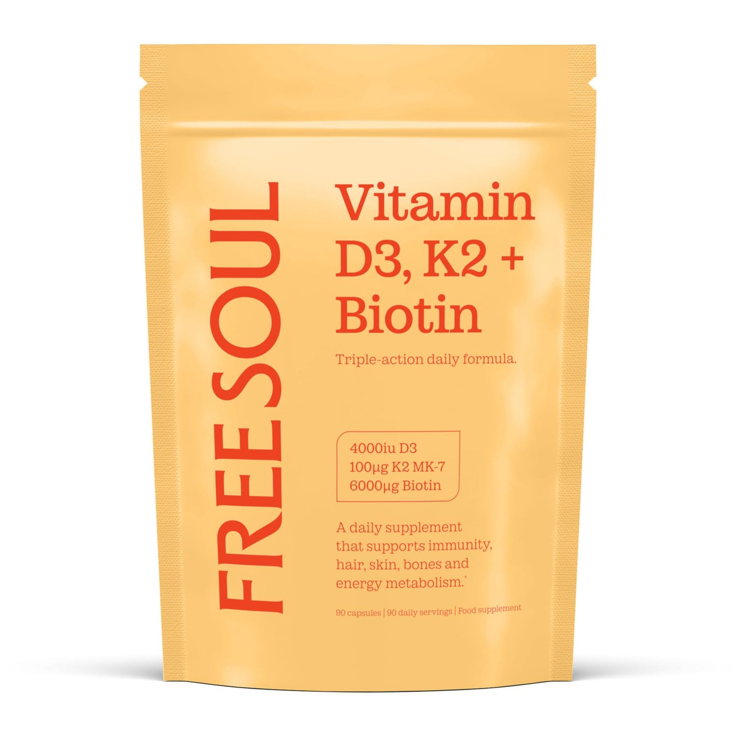 Vitamin D3 + K2 and Biotin, 3 in 1 Complex | High Strength D3 4000IU, K2 MK-7 & Biotin 6000mcg | Immunity, Heart, Hair, Skin, Nails, Support | UK Made | Lab-Tested | 90 Capsules | Free Soul
