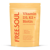 Vitamin D3 + K2 and Biotin, 3 in 1 Complex | High Strength D3 4000IU, K2 MK-7 & Biotin 6000mcg | Immunity, Heart, Hair, Skin, Nails, Support | UK Made | Lab-Tested | 90 Capsules | Free Soul