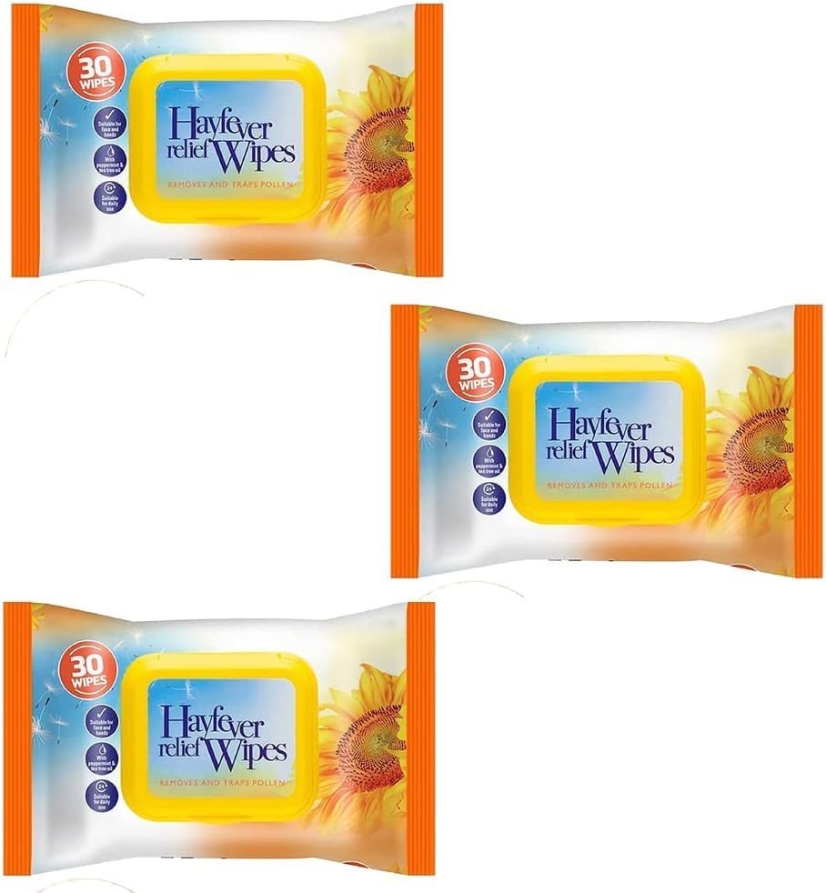 ZOPPER Hayfever Allergy Relief Wipes | Hayfever Wipes | Natural Remedy for Hay Fever -Resealable Pack - Suitable for Face and Hands | Wipes Travel Pack 3 Pack (90 Wipes)