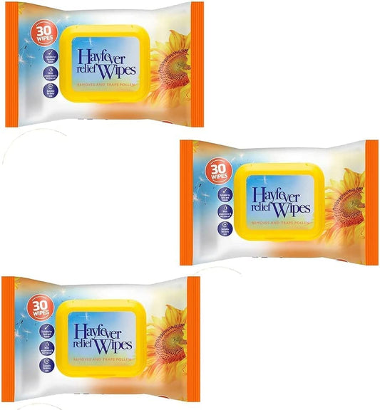 ZOPPER Hayfever Allergy Relief Wipes | Hayfever Wipes | Natural Remedy for Hay Fever -Resealable Pack - Suitable for Face and Hands | Wipes Travel Pack 3 Pack (90 Wipes)