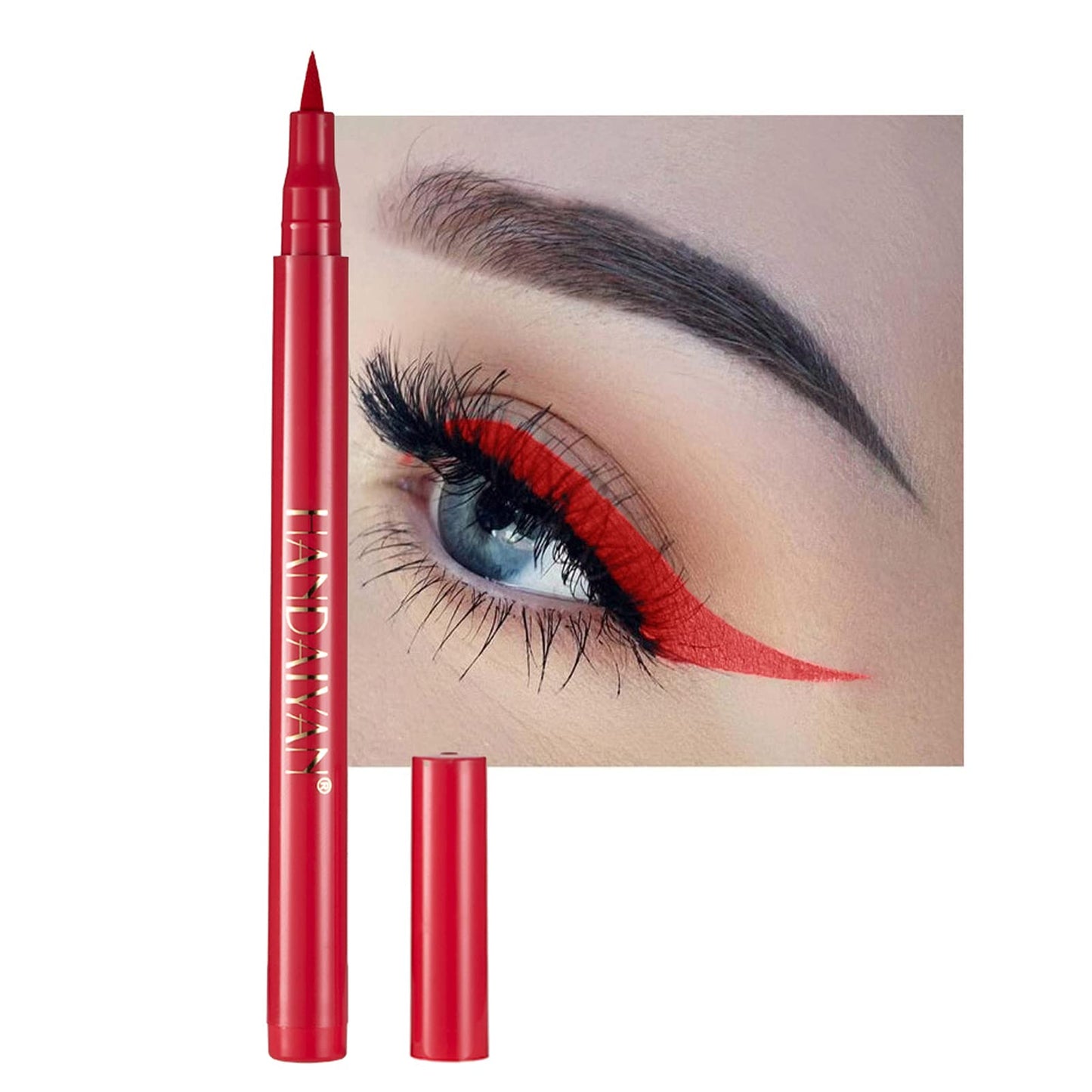 Coloured Eyeliner, Red Eyeliner, Waterproof Liquid Eyeliner All Day Long-Lasting Eye Liners, Highly-Pigmented Colourful Eyeliner for Eye Makeup Tools, Black, White, Blue(Only Red)