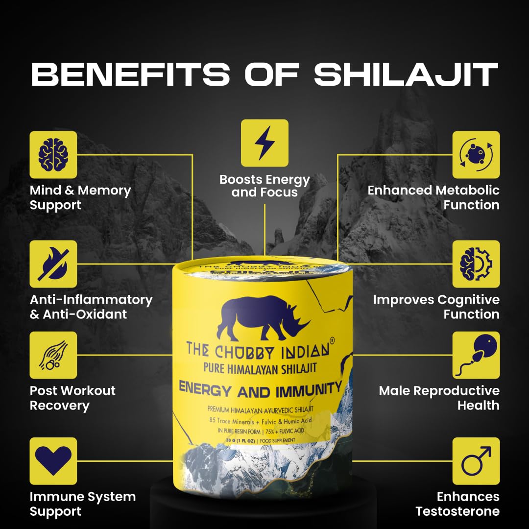 The Chubby Indian® Pure Shilajit Resin 30g - Gold Grade Himalayan Shilajit for Men & Women - Rich in Fulvic & Humic Acid, 85+ Trace Minerals - Supports Natural Energy, Immunity & Metabolism, Vegan