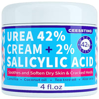 ENVISHA Urea Cream 42 Percent for Feet - 42% Urea Foot Cream with 2% Salicylic Acid & Hyaluronic Acid - For Feet, Hands, Heels, Elbows, Nails & Knees - 4 oz