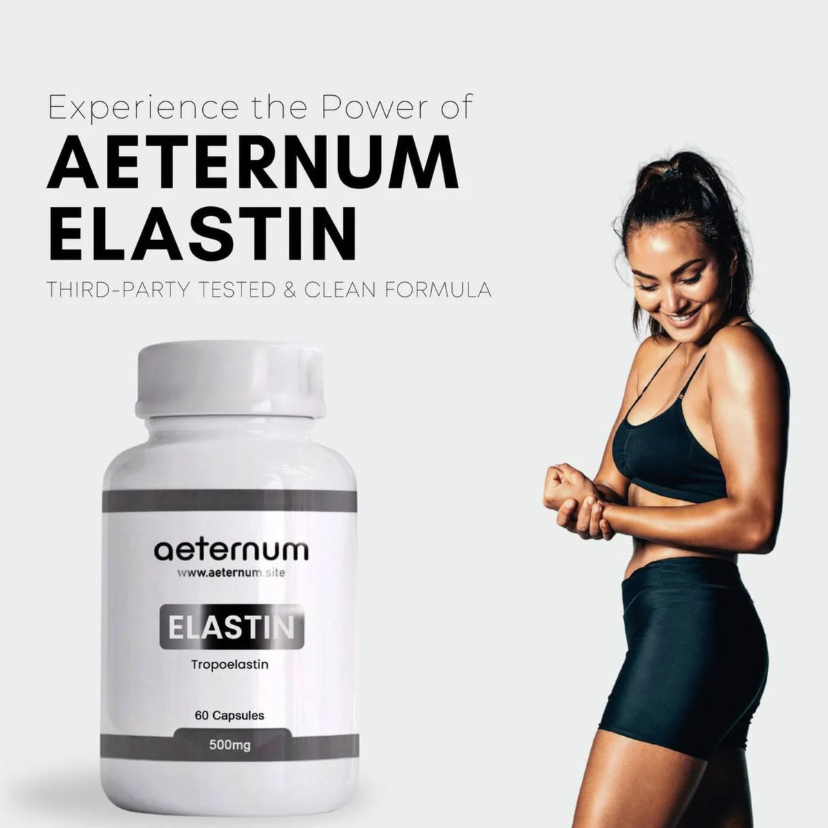 aeternum Marine Elastin 500mg 60 Capsules – Pure Anti-Aging Skin Firming & Collagen Support, Third-Party Tested