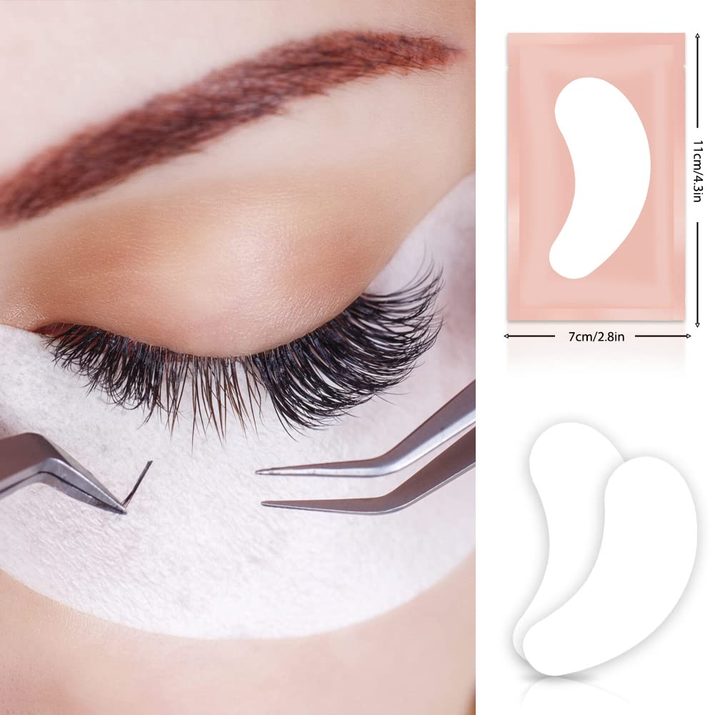 Boerni Eye Gel Pads, Lint Free Eyelash Patches, 100 Pairs Under Eye Gel Pads for Pro Salon and Individual Eyelash Extension (PINK)
