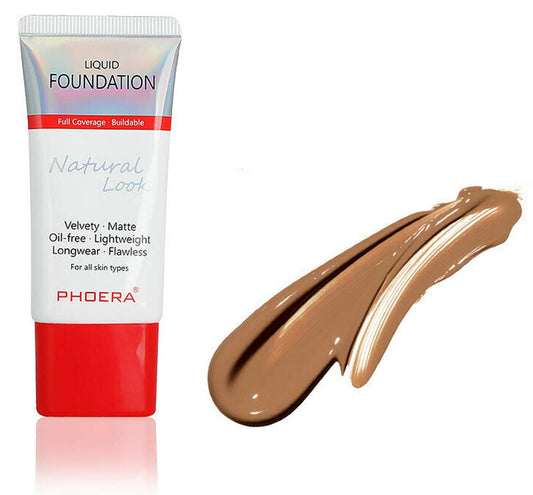Phoera AQUAPURITY PHOERA Full Coverage Foundation New Formula Waterproof Long Lasting Oil Free Velvet Matte Liquid Foundation for Oily Skin Flawless Makeup Base Cream Concealer (107 Honey…)