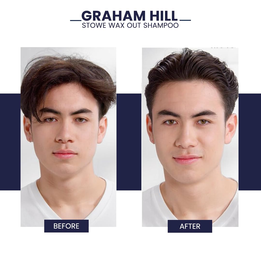 GRAHAM HILL Stowe Wax Out Charcoal Shampoo for Men - Detoxifying Mens Shampoo (250ml), Ideal for Oily Hair Shampoo with Natural Ingredients, Reduces Dandruff and Promotes Healthy Hair Growth
