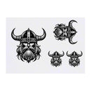 Azeeda 4 x 'Viking Head' Temporary Tattoos - Water Resistant, Skin-Safe, Non-Toxic Transfers, Mixed Sizes (TO00085486)