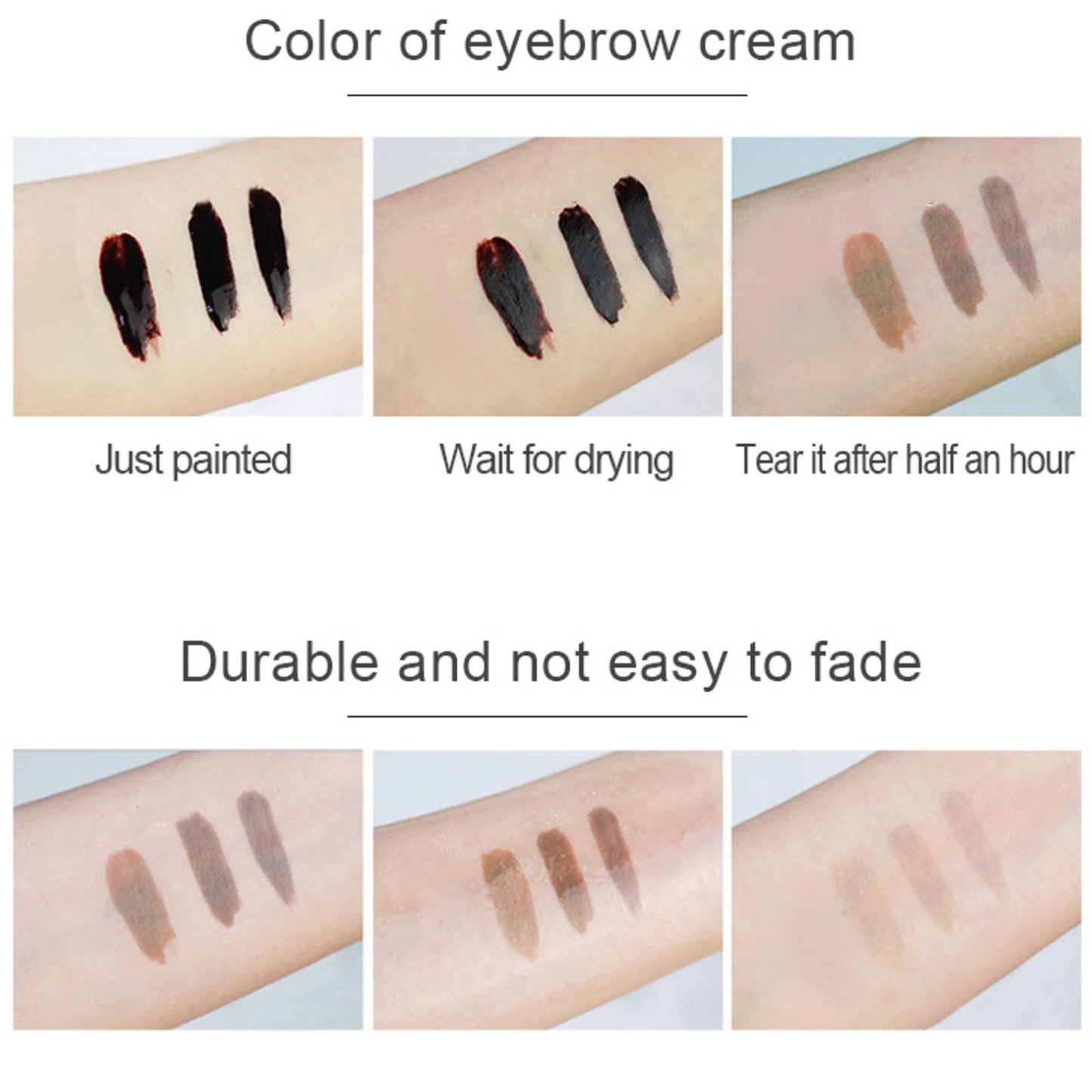HAORQEE Eyebrow Tint Tattoo Brow Peel off, Brow Tint Dark Brown Eyebrow Gel Semi-Permanent Colour Eyebrow Tattoo Brow Dye, Waterproof Long-Lasting Natural Eye Brow Makeup for Women (Dark Brown)