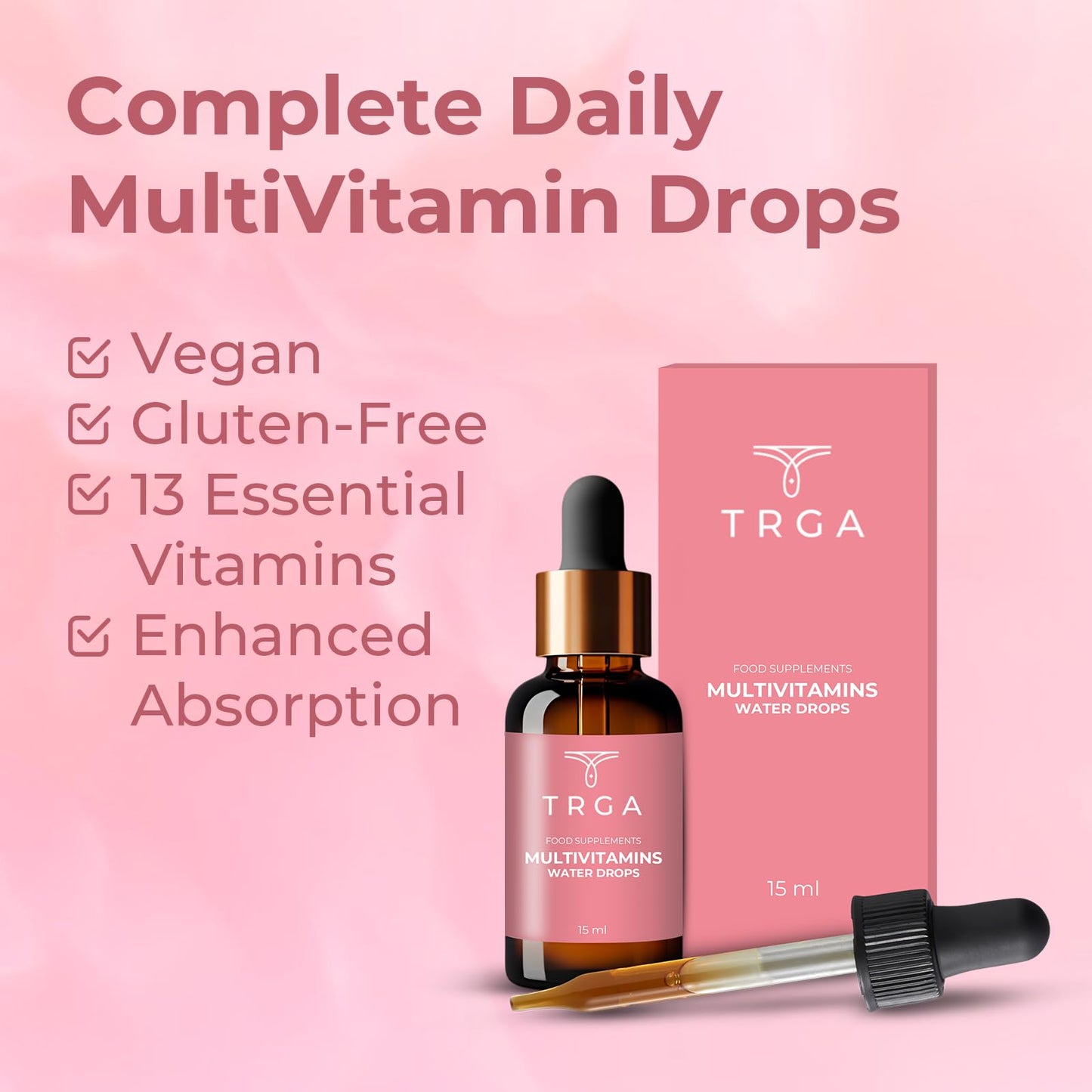 TRGA Multi-Vitamins Water Drops, 15ml, 30-Day Supply, Daily Liquid Supplement