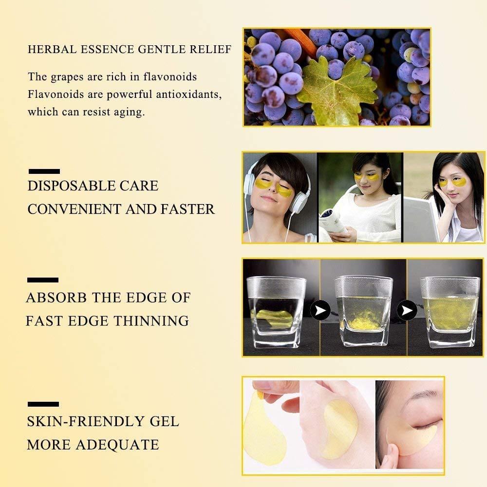 sefudun 24K Gold Under Eye Treatment Mask,Eye Masks for Dark Circles, Anti Wrinkle Treatment, Under Eye Gel Pads, Eye Mask for Puffy Eyes, Skincare, Hydrating | 60 Pieces/30 Pair