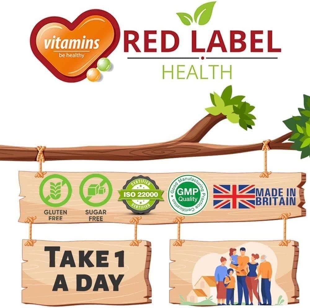 Red Label Health Vitamin D3 Tablets 1000IU, 60 Vitamin D Supplement Tablets (2 Months Supply) Healthy Teeth & Bones, Supports The Immune System for Men & Women Vegetarian Made in The UK