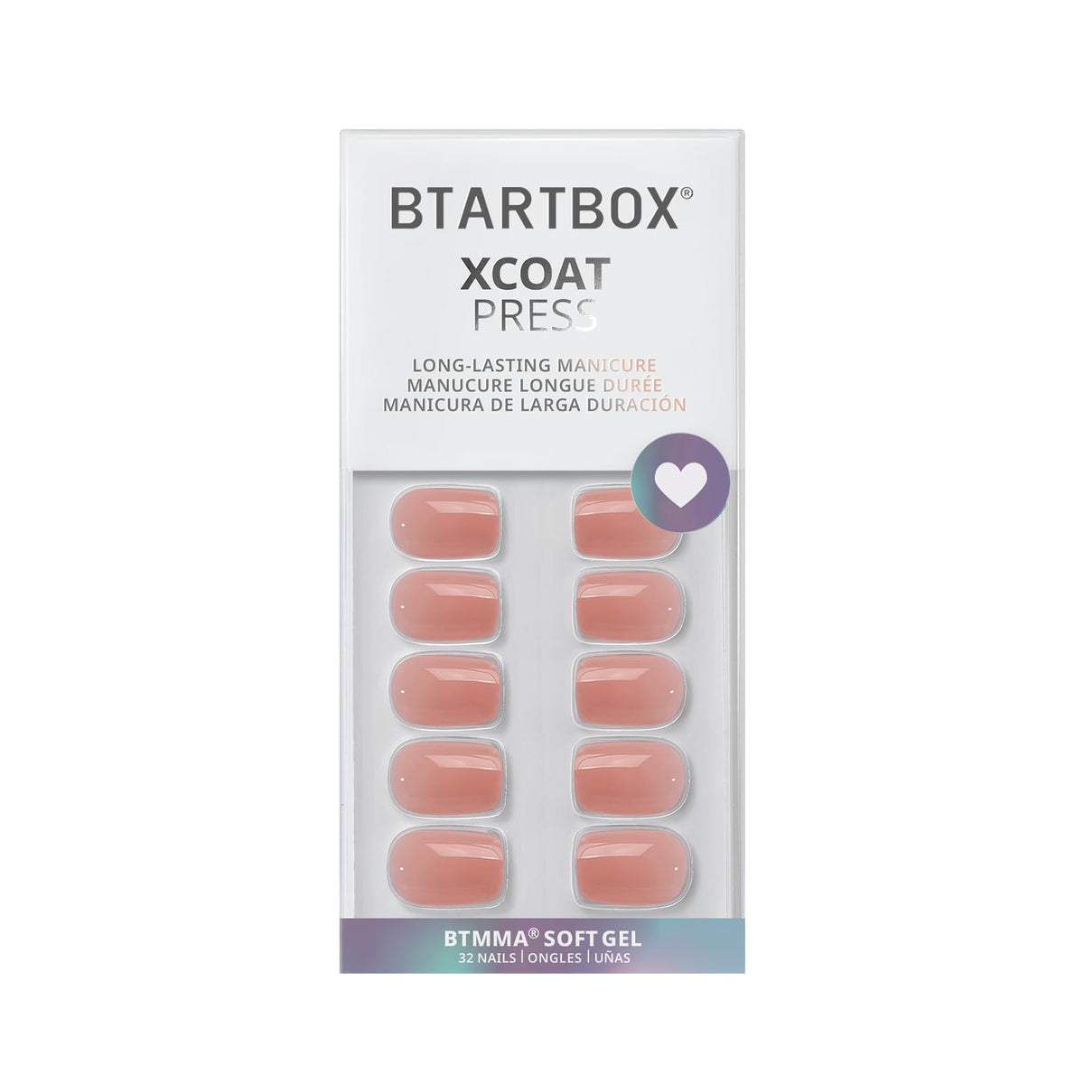 BTArtbox Short Press On Nails - Nude Square False Nails with Glue, Reusable Stick On Nails for Women in 16 Sizes, 32 Pcs Fake Nail Kit, Cinnamon