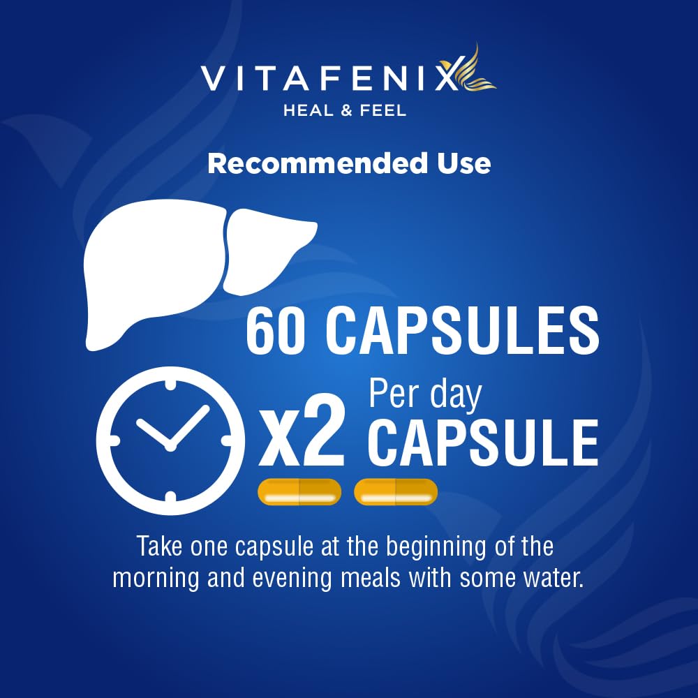 vitafenix Vitafenix Liver Support & Detox Supplement Capsules – High Strength Sulforaphane from Broccoli Sprout Extract, Milk Thistle, Dandelion, Artichoke and Alpha GPC – 60 Vegan Capsules