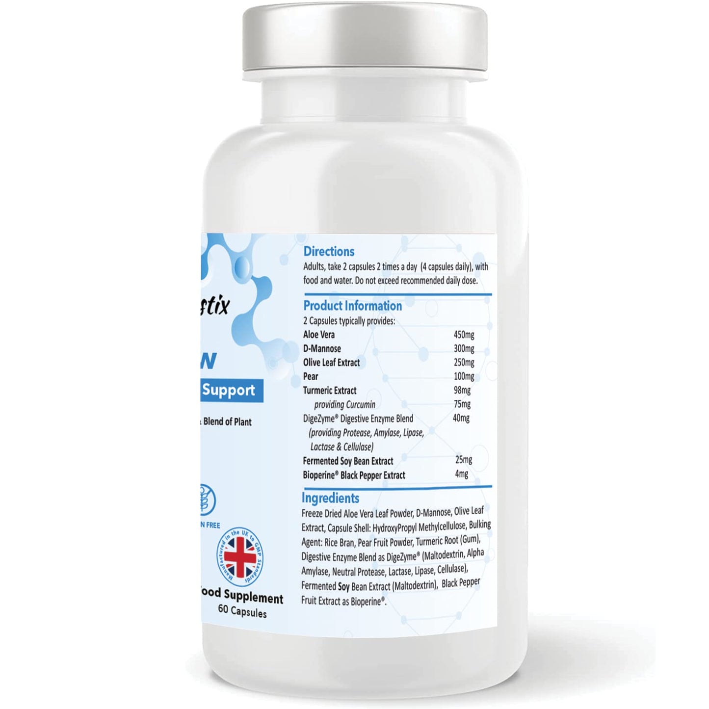 Pharmanostix UT Flow Urinary 60 Capsules - Bladder Biofilm Support- D-Mannose, Digestive Enzymes and Selected Botanicals for Systemic Urinary, Bladder Wall and Immune Support
