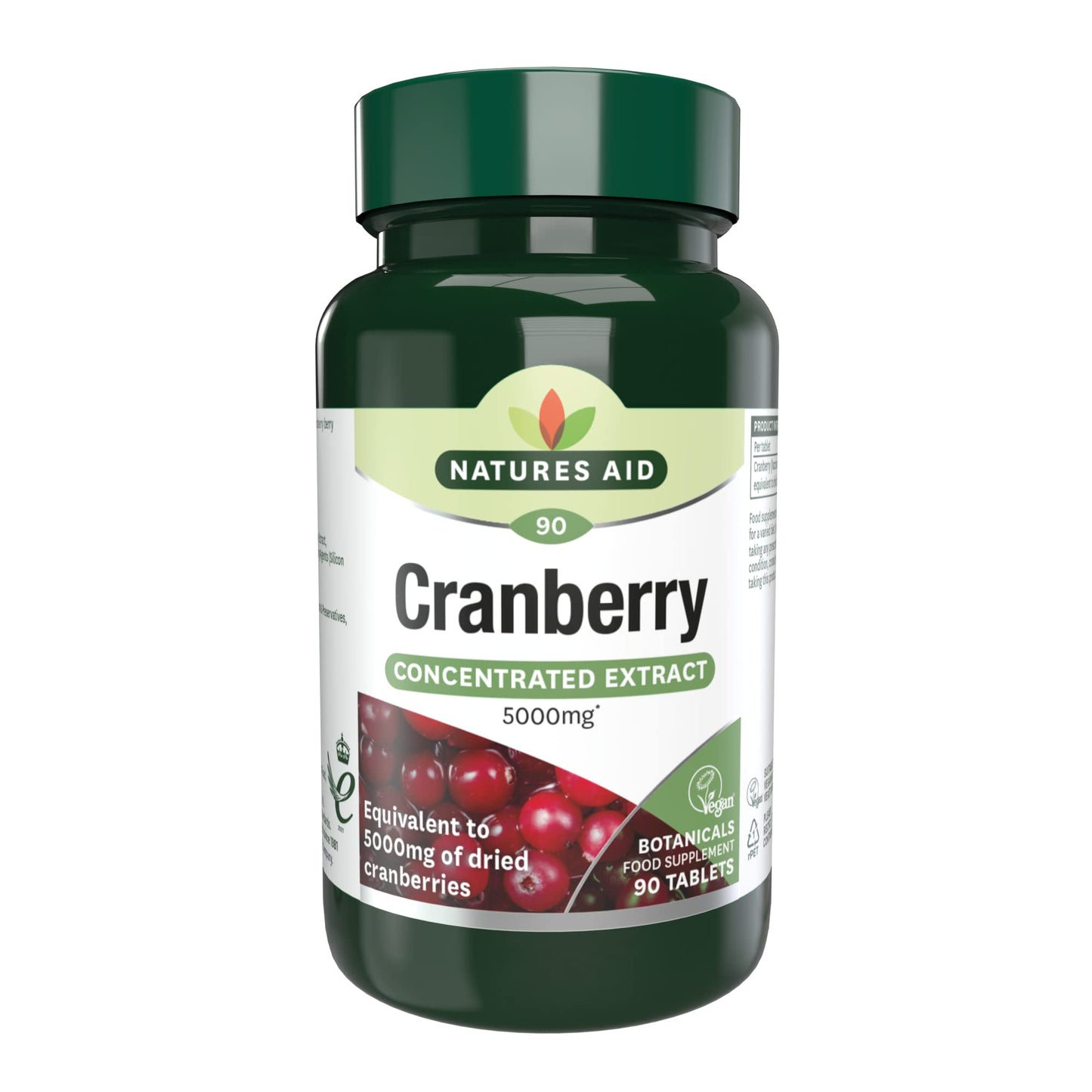 Natures Aid Cranberry 5000mg – High Strength Tablets – Supports Urinary Tract Health & Immune System – Antioxidant Protection – Vegan, Gluten Free – 90 Tablets – Food Supplement