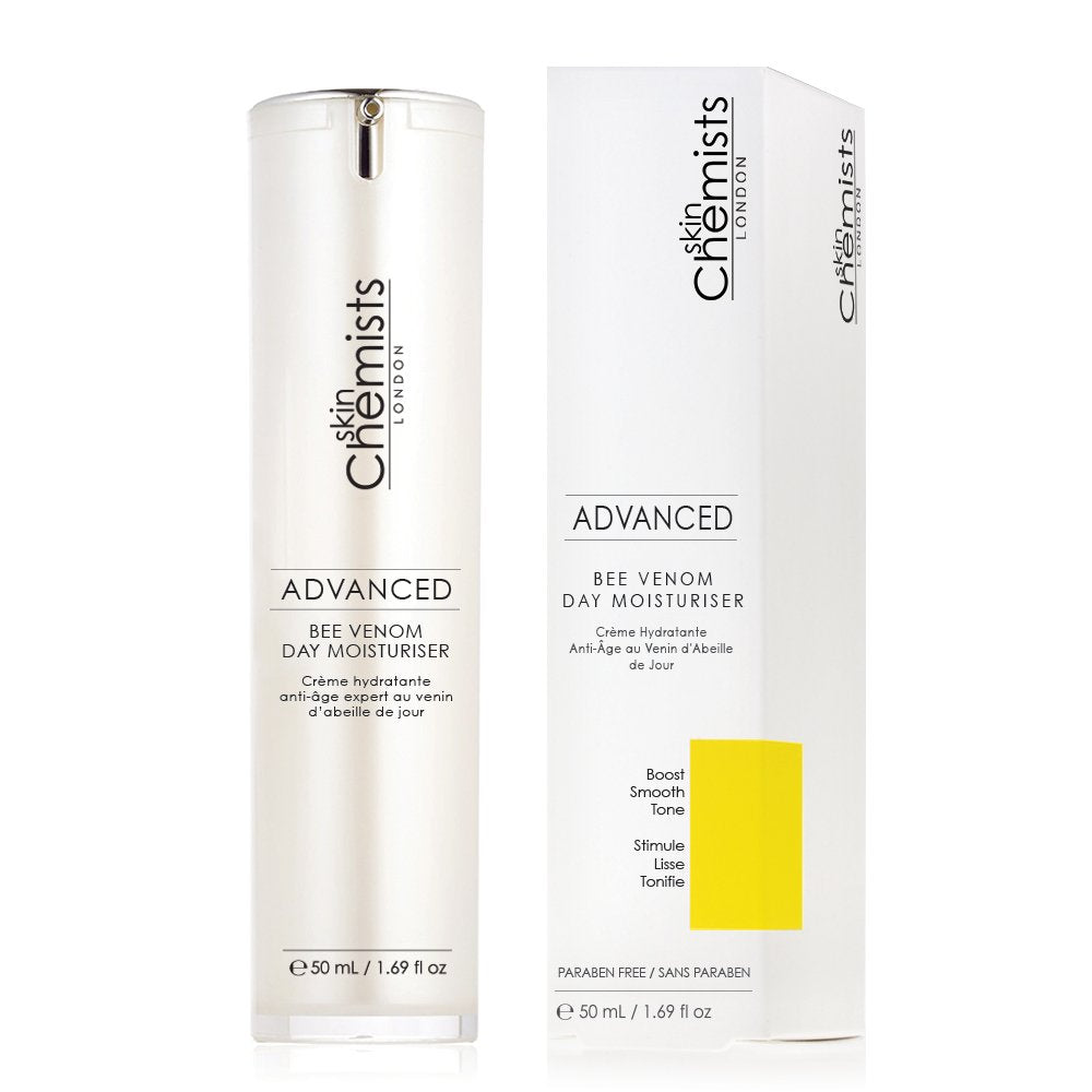 skinChemists Bee Venom Day Cream - Moisturizing and cleansing Solution - Best skin Anti Ageing Treatment - With Manuka Honey , Cocoa and Shea Butter - Made in UK - 50ml