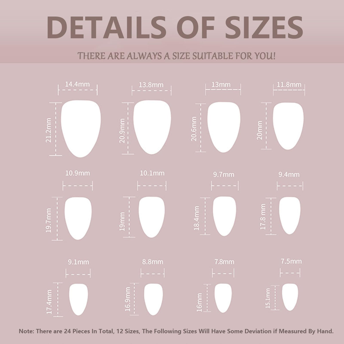 EONFAVE 24pcs False Nails French Tip - Nude Gold Edge Press on Nails Short Almond - Strong Fake Nails with Glue - Full Cover Stick on Nail for Women French Nail Art
