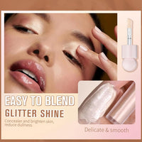 Mornery Liquid Highlighter - Contour Face Stick/Shimmer Cream Makeup, Glitter Luminizer With Cushion Applicator, Natural Looking Bronzer (01 Moonlight)