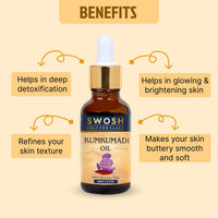 SWOSH Ayurveda Kumkumadi Tailam -Kumkumadi Face Oil With Saffron for Glowing Skin(10 ml) - 100% Vegan and Chemical Free | Helps Revive and Repair Dull and Damage Skin