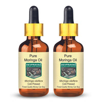 DEVPRAYAG Devprayag Pure Moringa Oil (Moringa oleifera) with Glass Dropper Natural Therapeutic Grade Cold Pressed (Pack of Two) 100ml x 2 (6.76 oz)