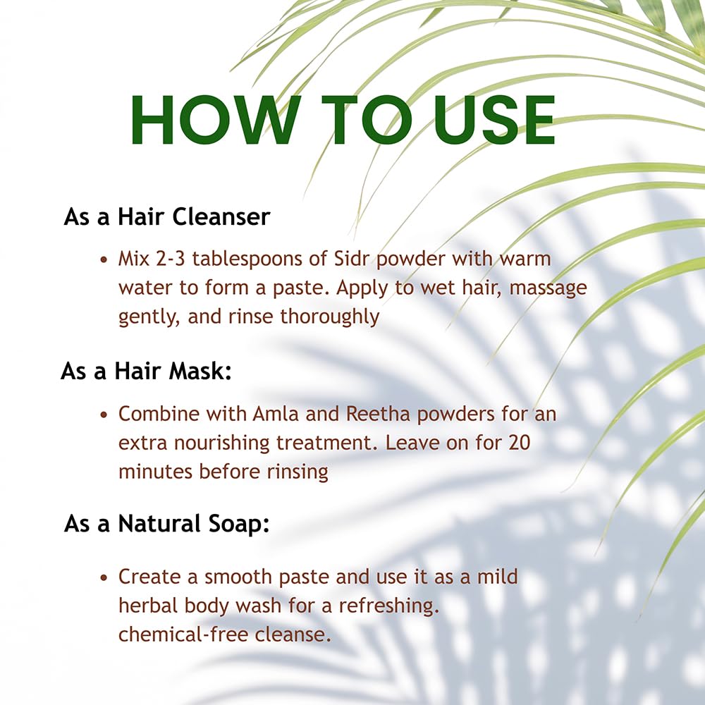 Hebhac Herbs Sidr Powder 227g | 100% Natural | Ideal for Skincare & Haircare | Nourishing hair and skin | Pure and fresh | Versatile Beauty Ingredient