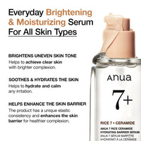 ANUA Anua Rice Ceramide 7 Hydrating Barrier Moisturizing Face Serum, 50ml