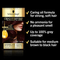 Schwarzkopf Oleo Intense, Permanent Red Hair Dye, Ammonia Free, Up to 100 Percent Grey Coverage, Deep Bordeaux 3 -22