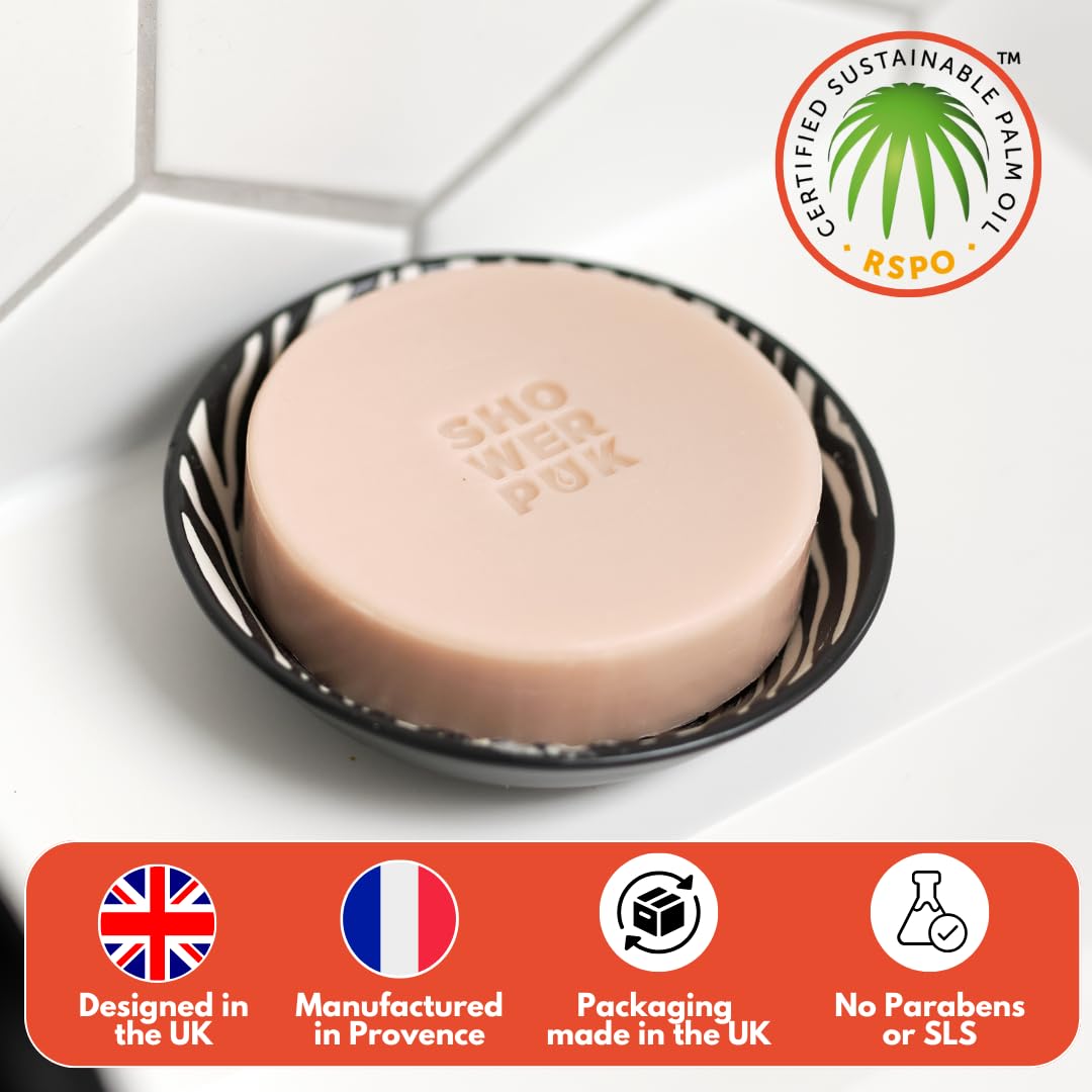 Shower PUK All-in-One Bar: Natural Shampoo, Body Wash & Face Soap with Shea Butter, Argan Oil & Long-Lasting Citrus Scent - Eco-Friendly, Plastic-Free, Vegan - 6 Pack Refill