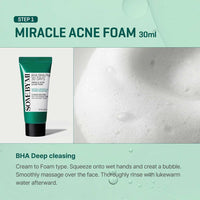 SOME BY MI AHA.BHA.PHA 30 Days Miracle AC SOS Kit, 4 Pcs, Toner 30ml, Serum 10ml, Cream 20g, Acne Foam 30ml
