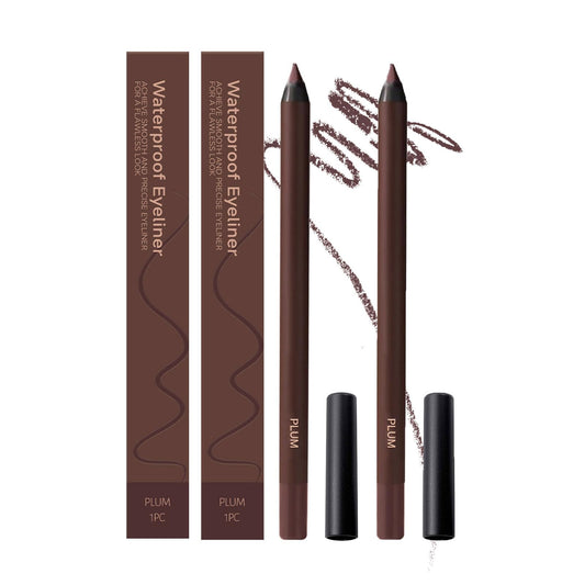 Kenmohuo Waterproof Eyeliner Pencil, 2025 Waterproof Eyeliner Duo Sharpenable Eye Pencil, Longwearing Eye Makeup with Ultra-Fine Tip, Silky Smooth and Easy To Color (Pack of 2, Plum)